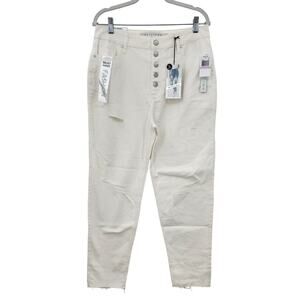 New NWT Tinseltown White Destroyed The Mom Jeans Button‎ Fly Size 13